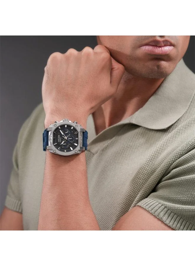 Police blue Men's Norwood Black/Blue Dial Silicone Strap Chronograph Watch for Men, 45mm for Men | Best Price UAE